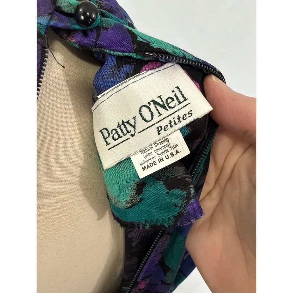 Patty O'Neil Petites Vintage Abstract Floral Print Midi‎ Dress Size 14